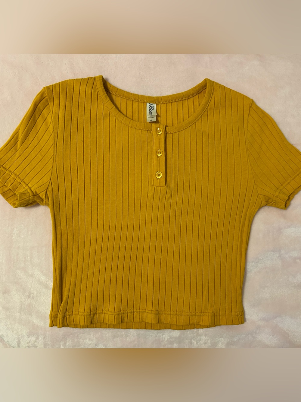 Rosio Mustard Ribbed Crop Top